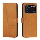 For Xiaomi Poco M4 Pro 4G Stitching Calf Texture Buckle Leather Phone Case(Yellow) - 1