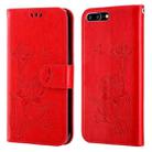 For iPhone SE 2022 / SE 2020 / 8 / 7 Lotus Embossed Leather Phone Case(Red) - 1