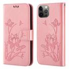 Lotus Embossed Leather Phone Case For iPhone 12 Pro Max(Pink) - 1