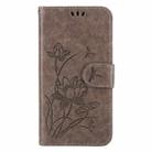 Lotus Embossed Leather Phone Case For iPhone 13 Pro(Grey) - 2