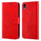 Lotus Embossed Leather Phone Case For iPhone XR(Red) - 1