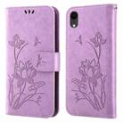 Lotus Embossed Leather Phone Case For iPhone XR(Purple) - 1