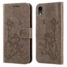 Lotus Embossed Leather Phone Case For iPhone XR(Grey) - 1