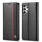 For Samsung Galaxy A13 4G LC.IMEEKE Carbon Fiber Horizontal Flip Leather Phone Case(Vertical Black) - 1