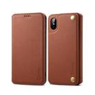 For iPhone X / XS Denior V4 Luxury Car Cowhide Horizontal Flip Leather Case with Holder & Card Slots & Wallet(Brown) - 1