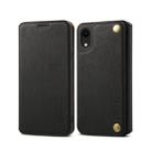 For iPhone XR Denior V4 Luxury Car Cowhide Horizontal Flip Leather Case with Holder & Card Slots & Wallet(Black) - 1