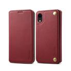 For iPhone XR Denior V4 Luxury Car Cowhide Horizontal Flip Leather Case with Holder & Card Slots & Wallet(Dark Red) - 1