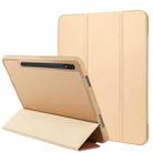 For Samsung Galaxy Tab S8 / X700 3-folding Honeycomb TPU Smart Leather Tablet Case(Gold) - 1