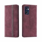 For OPPO Find X5 Lite Splicing Skin Feel Magnetic Leather Phone Case(Wine Red) - 1
