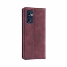 For OPPO Find X5 Lite Splicing Skin Feel Magnetic Leather Phone Case(Wine Red) - 3