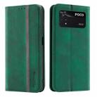 For Xiaomi Poco M4 Pro 4G International Version Splicing Skin Feel Magnetic Leather Phone Case(Green) - 1