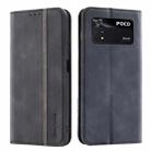 For Xiaomi Poco M4 Pro 4G International Version Splicing Skin Feel Magnetic Leather Phone Case(Black) - 1