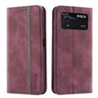 For Xiaomi Poco M4 Pro 4G International Version Splicing Skin Feel Magnetic Leather Phone Case(Wine Red) - 1