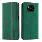 For Xiaomi Poco X3 / X3 Pro Splicing Skin Feel Magnetic Leather Phone Case(Green) - 1