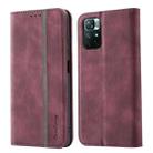For Xiaomi Redmi Note 11 5G CN Version Splicing Skin Feel Magnetic Leather Phone Case(Wine Red) - 1