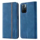 For Xiaomi Redmi Note 11 5G CN Version Splicing Skin Feel Magnetic Leather Phone Case(Blue) - 1