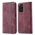 For Xiaomi Redmi Note 11S International Version Splicing Skin Feel Magnetic Leather Phone Case(Wine Red) - 1