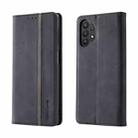 For Samsung Galaxy A13 4G Splicing Skin Feel Magnetic Leather Phone Case(Black) - 1