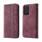For Samsung Galaxy A33 5G Splicing Skin Feel Magnetic Leather Phone Case(Wine Red) - 1