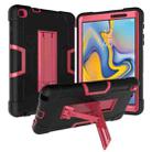 For Galaxy Tab A 8.0 & S Pen (2019) P200 Contrast Color Silicone + PC Combination Case with Holder(Black + Rose Red) - 1