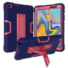 For Galaxy Tab A 8.0 & S Pen (2019) P200 Contrast Color Silicone + PC Combination Case with Holder(Navy Blue + Rose Red) - 1