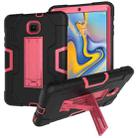 For Galaxy Tab A 8.0 (2018) T387  Contrast Color Silicone + PC Combination Case with Holder(Black + Rose Red) - 1