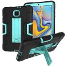 For Galaxy Tab A 8.0 (2018) T387  Contrast Color Silicone + PC Combination Case with Holder(Black + Aqua) - 1