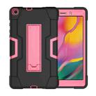 For Galaxy Tab A 8.0 (2019) T290  Contrast Color Silicone + PC Combination Case with Holder(Black + Rose Red) - 1