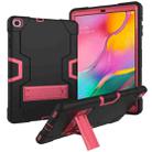 For Galaxy Tab A 10.1 (2019) T510 Contrast Color Silicone + PC Combination Case with Holder(Black + Rose Red) - 1