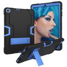 For Galaxy Tab A 10.1 (2019) T510 Contrast Color Silicone + PC Combination Case with Holder(Black + Blue) - 1