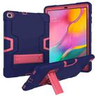 For Galaxy Tab A 10.1 (2019) T510 Contrast Color Silicone + PC Combination Case with Holder(Navy Blue + Rose Red) - 1