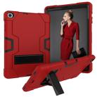 For Galaxy Tab A 10.1 (2019) T510 Contrast Color Silicone + PC Combination Case with Holder(Red + Black) - 1