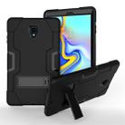 For Galaxy Tab A 10.5 T590  Contrast Color Silicone + PC Combination Case with Holder(Black) - 1