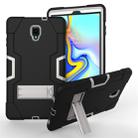 For Galaxy Tab A 10.5 T590  Contrast Color Silicone + PC Combination Case with Holder(Black + Grey) - 1