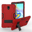 For Galaxy Tab A 10.5 T590  Contrast Color Silicone + PC Combination Case with Holder(Red + Black) - 1