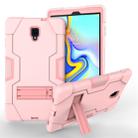 For Galaxy Tab A 10.5 T590  Contrast Color Silicone + PC Combination Case with Holder(Rose Gold) - 1