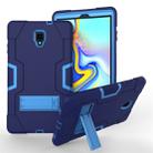 For Galaxy Tab A 10.5 T590  Contrast Color Silicone + PC Combination Case with Holder(Navy Blue + Blue) - 1