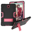 For Galaxy Tab S4 10.5 T830 Contrast Color Silicone + PC Combination Case with Holder(Black + Rose Red) - 1