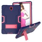 For Galaxy Tab S4 10.5 T830 Contrast Color Silicone + PC Combination Case with Holder(Navy Blue + Rose Red) - 1