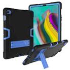 For Galaxy Tab S5e T720 Contrast Color Silicone + PC Combination Case with Holder(Black + Blue) - 1