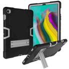 For Galaxy Tab S5e T720 Contrast Color Silicone + PC Combination Case with Holder(Black + Grey) - 1