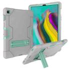 For Galaxy Tab S5e T720 Contrast Color Silicone + PC Combination Case with Holder(Grey + Aqua) - 1