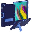 For Galaxy Tab S5e T720 Contrast Color Silicone + PC Combination Case with Holder(Navy Blue + Blue) - 1