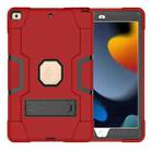 For iPad 10.2 Contrast Color Silicone + PC Combination Case with Holder(Red + Black) - 1