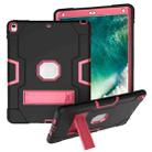 For iPad 10.5 Contrast Color Silicone + PC Combination Case with Holder(Black + Rose Red) - 1