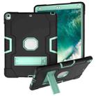 For iPad 10.5 Contrast Color Silicone + PC Combination Case with Holder(Black + Aqua) - 1