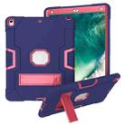For iPad 10.5 Contrast Color Silicone + PC Combination Case with Holder(Navy Blue + Rose Red) - 1