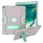 For iPad 10.5 Contrast Color Silicone + PC Combination Case with Holder(Grey + Aqua) - 1