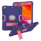 For iPad Mini 5 / 4 Contrast Color Silicone + PC Combination Case with Holder(Navy Blue + Rose Red) - 1