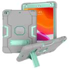 For iPad Mini 5 / 4 Contrast Color Silicone + PC Combination Case with Holder(Grey + Aqua) - 1